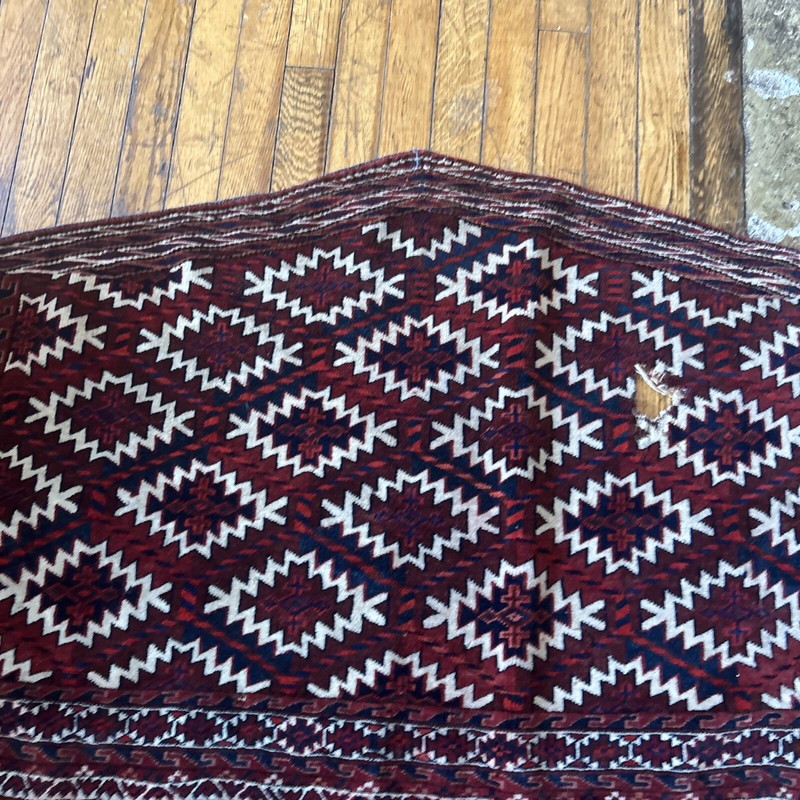 ANTIQUE TURKOMAN ASMALEK Yomud Rug Large Size 47”x36” Approx gallery