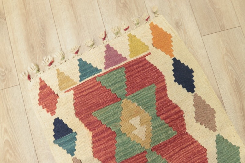 Cream Kilim Rug Traditional Cappadocia Handwoven Ethnic Nomadic Carpet 2x4 ft gallery