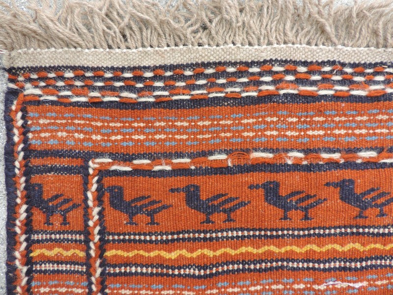 2x7ft. Interesting Kurdish Sumak Flatweave Orange Wool Runner gallery