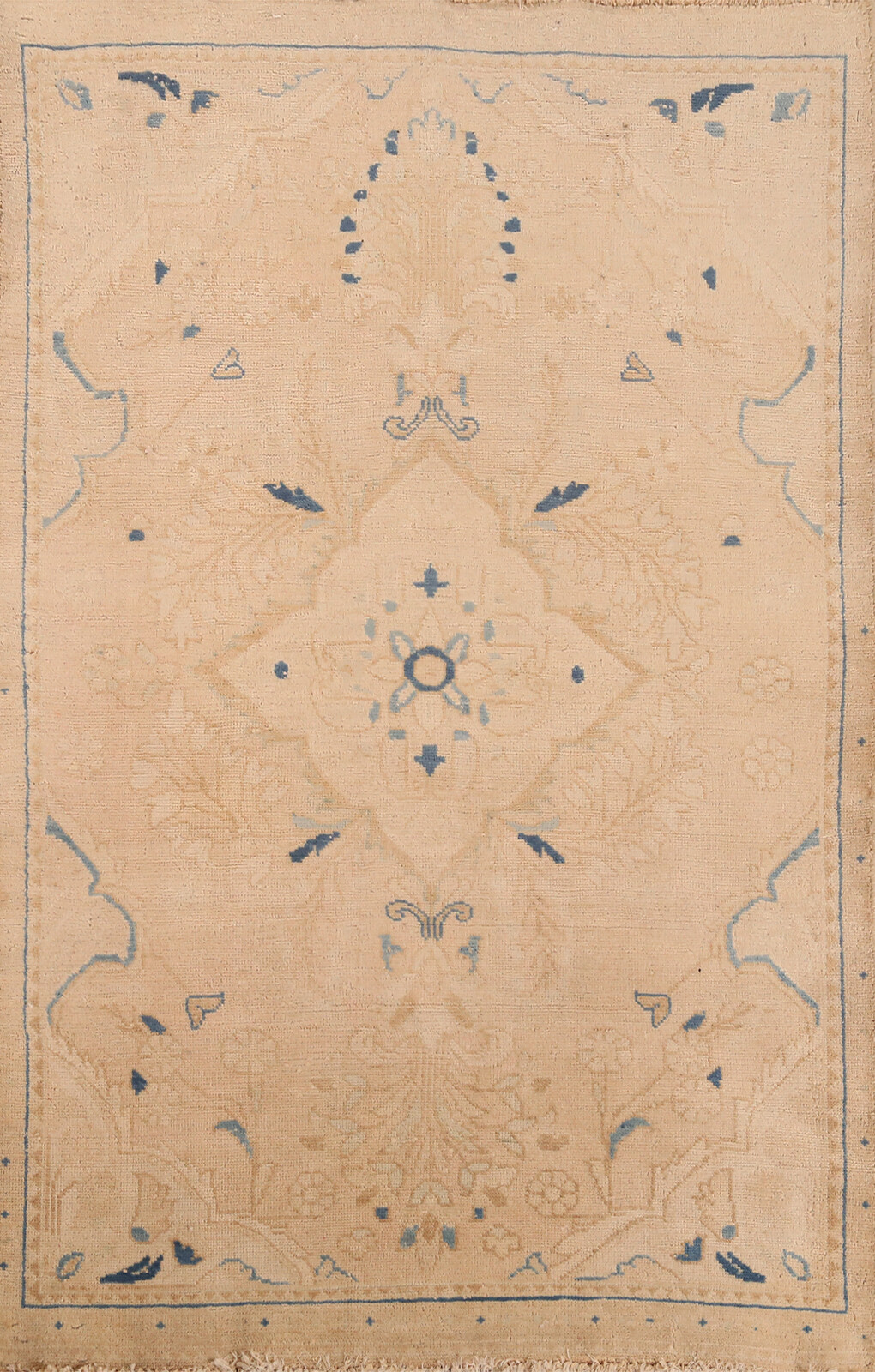 Vintage Traditional Handmade Wool Rug 3x5 ft Muted Color Carpet gallery