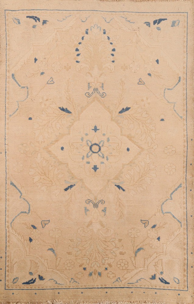 Vintage Traditional Handmade Wool Rug 3x5 ft Muted Color Carpet