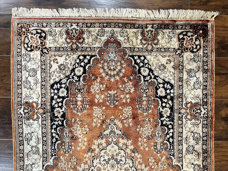 Turkish Silk Rug 3x5 Very Fine 400 KPSI Floral Medallion Handmade Silk on Silk gallery