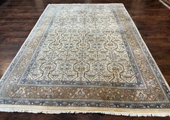 Indo Per’sian Rug 6×9, Beige, Allover Pattern, Vintage Wool Oriental Carpet
