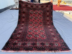 1960s Antique Afghan Bokhara Rug 4×6 Hand Knotted Persian Style Oriental Carpet