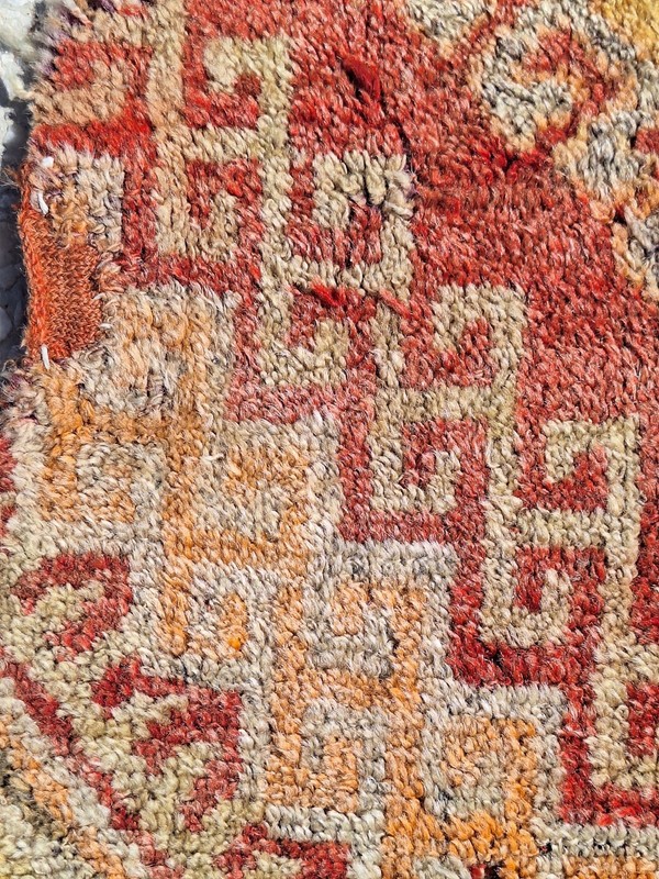 1890s Rare Collectible Antique Fragment Carpet , Cappadocian HandMade Pile Rug gallery