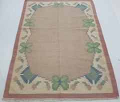 Vintage Handmade Traditional Swedish Floral Kilim Floor Rug Carpet 227×167 cm