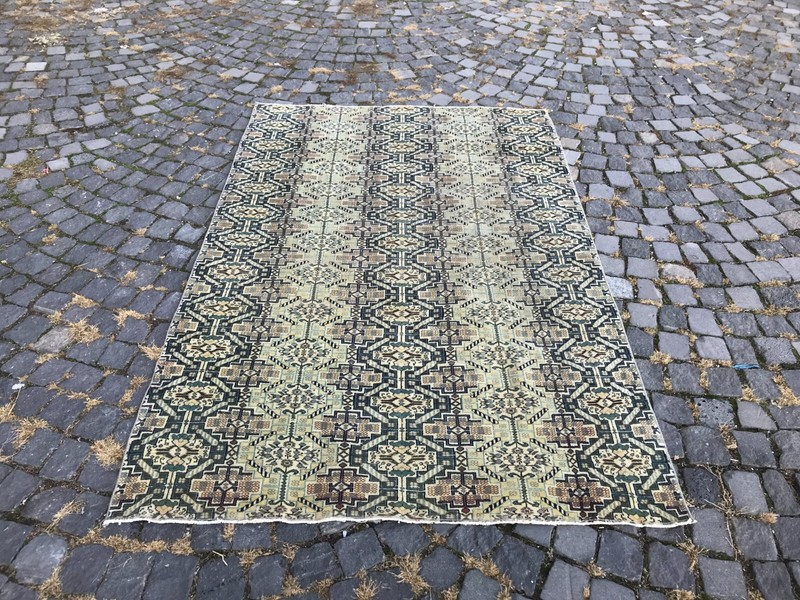 Turkish Antique rug Bohemian Area rug Oushak rug Vintage Rug Handmade Wool rug gallery