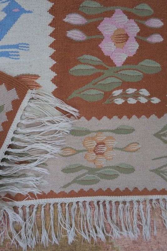 Vintage 1970s Romanian Handmade Woven Deer Garden Panel Wool Runner Rug 2'8x8'2 gallery