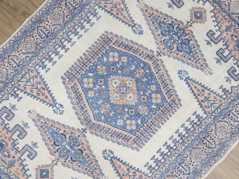 Coastal Boho Rug 8.1x10.10 ft – Blue Peach – Soft Mediterranean Statement Carpet gallery