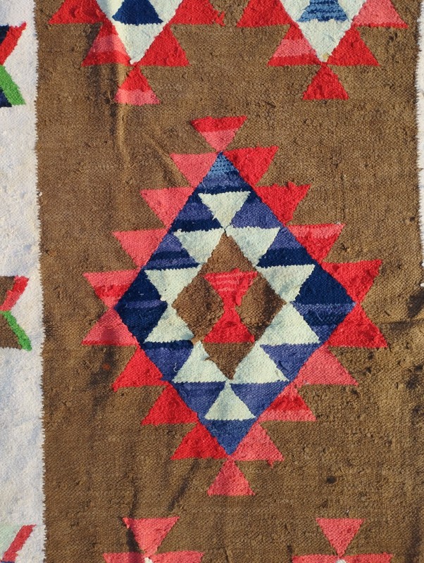 Vintage Handmade Turkish Geometric Wool Kilim Rug Carpet 168x92 cm gallery