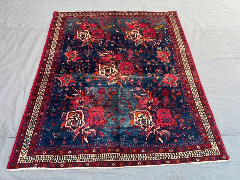 Antique Caucasian Floral Hand-Knotted Geometric Decor Rug, Tribal Faded Area Rug gallery
