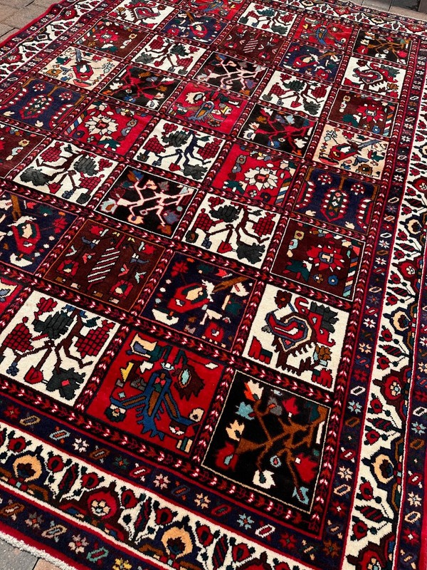 Handmade Vintage 4 Seasons Design Oriental Rug,Garden Motifs,Light Distress,7x10 gallery