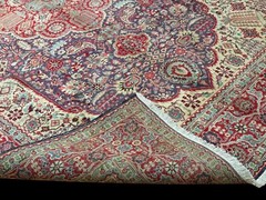 7×10 FINE TURQUOISE UNIQUE YALE BLUE RED TABRIZZ HANDMADE-KNOTTED WOOL AREA RUG