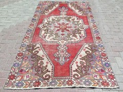 Handmade Turkish Carpet, Distressed Rug, Bedroom Rug, 5×8 Tapis Teppiche 54″X93″