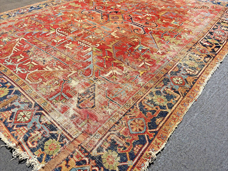 Auth: 19th C Antique Serapi Heriz Rug Dramatic Organic Red & Blue 8X11 NR gallery