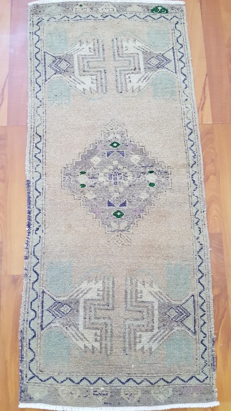 Antique Cappadocia Rug Long Blue Beige Rug Anatolian Free Shipping Rug x gallery