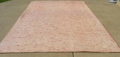 Great Vintage Red & White Cotton Hand Woven Loomed Rope / Rag Area Rug 102×141″