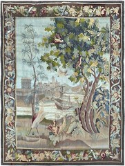 5×7 Antique French Verdure Tapestry Signed 1880 Wool & Silk 153cm x 201cm
