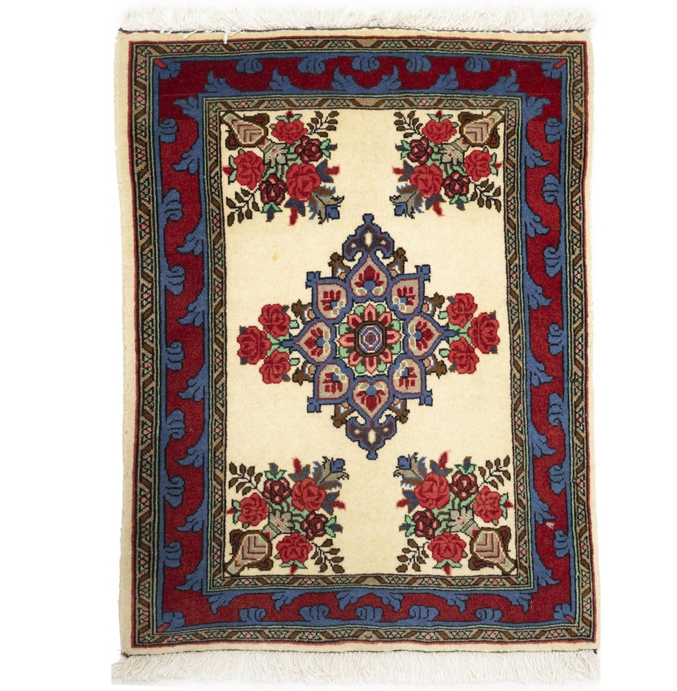 2X3 ft Handmade Indo-Bidjar Oriental Rug Floral Design Vintage Carpet Home Decor