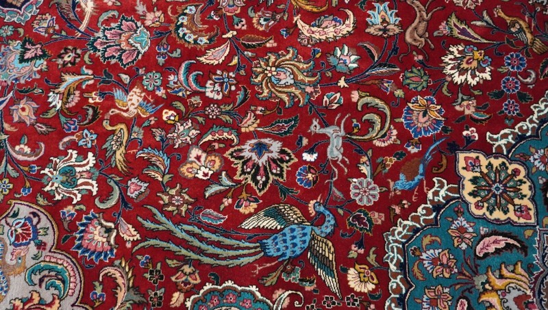 Antique Silk & Wool Isfahann Animals Birds Handmade Rug Silk Foundation 10'x14' gallery