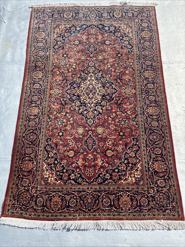 1920s Hand-knotted Rug 4’5”X 7' Kaashan Nice Muted Colors gallery
