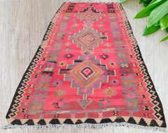 4’9 x 13 Vintage Geometric Flatweave Tribal Kilim Handmade Wool Area Rug 5 x 13