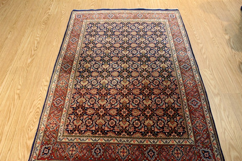 4X6 Ft. HANDMADE WOOL RUG BIDJAR DESIGN TRADITIONAL DESIGN dark-blue-background gallery