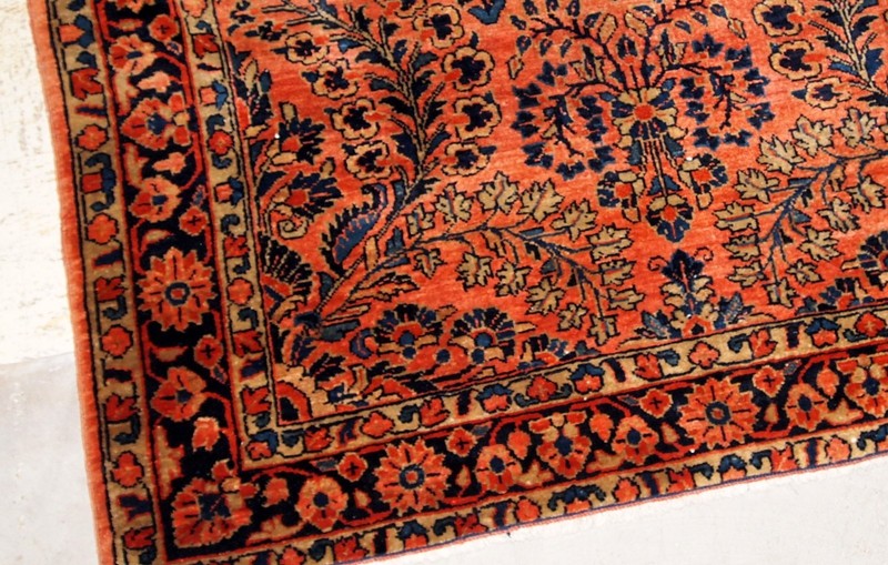 Handmade Oriental Rug 97x161cm Red Floral Wool 1920s Vintage gallery
