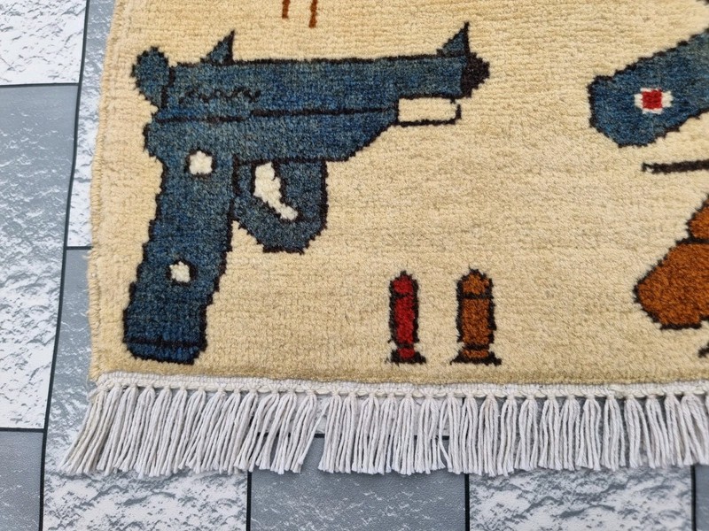 Vintage Hand Afghan War Rug Tribal Wool With Knotted Beautiful Wall Hanging Rug gallery