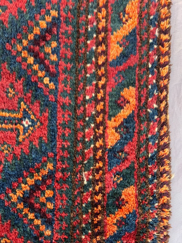 1'4x2'7 Ft Vintage Caucasian Handwoven Wool Geometric Tribal Design Rug gallery