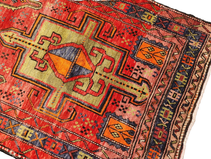 7'9"x3'6" ANTIQUE HAND KNOTTED CAUCASIAN KAZAK SERAPE TRIBAL WOOL RUG RUNNER gallery
