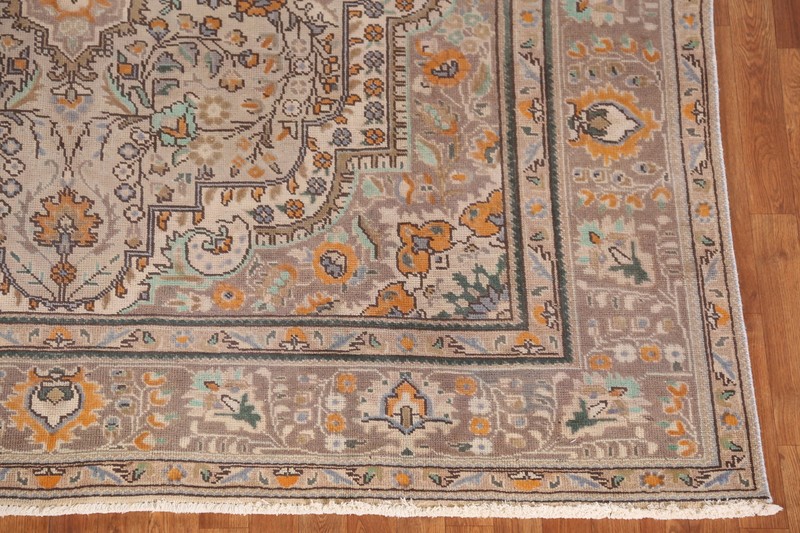 Floral Handmade Taupe/ Brown Living Room Area Rug Over-Dyed Vintage Carpet 8x11 gallery