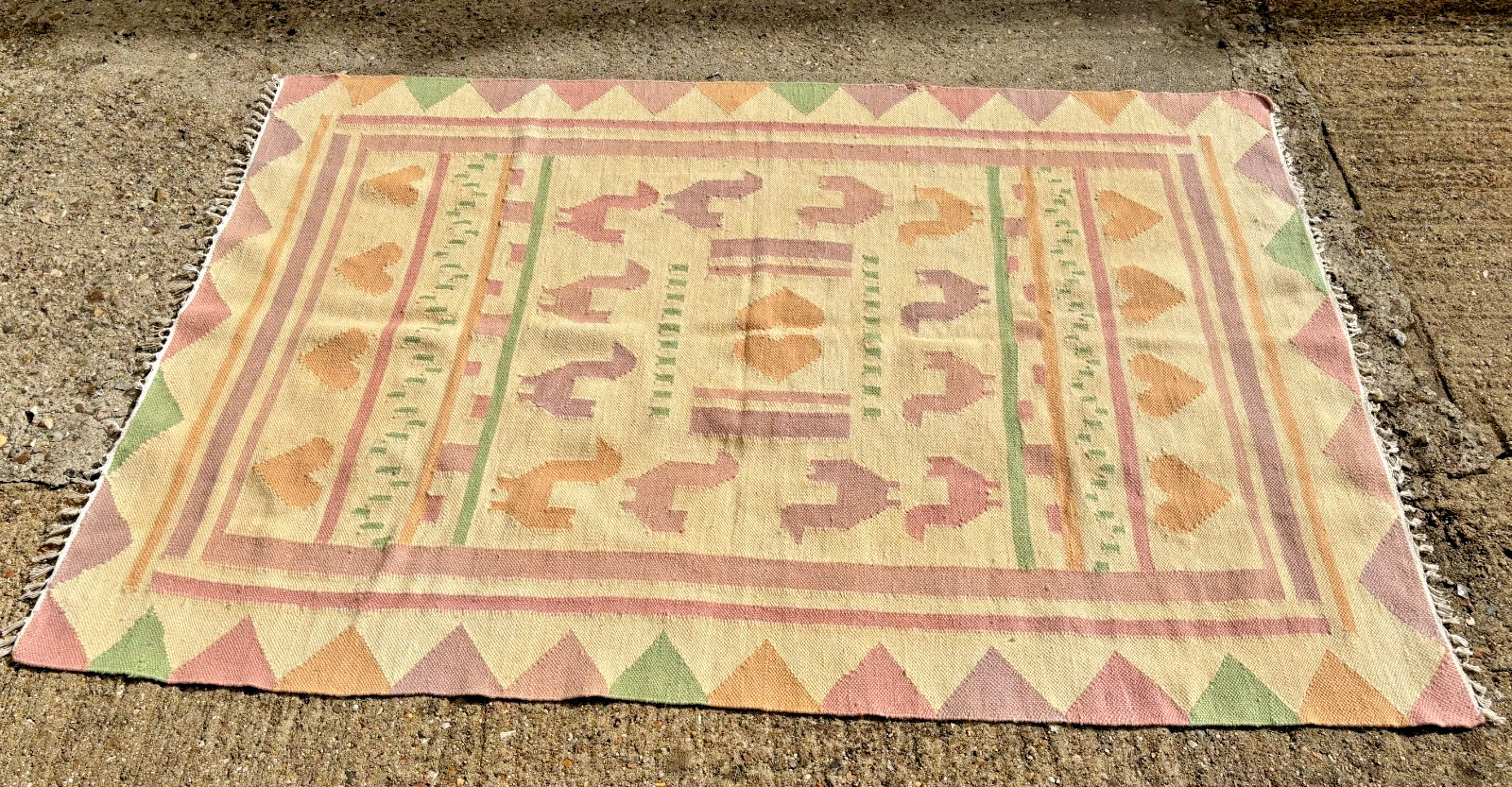 VINTAGE EUROPEAN WOOL WOVEN PICTORIAL KILIM gallery