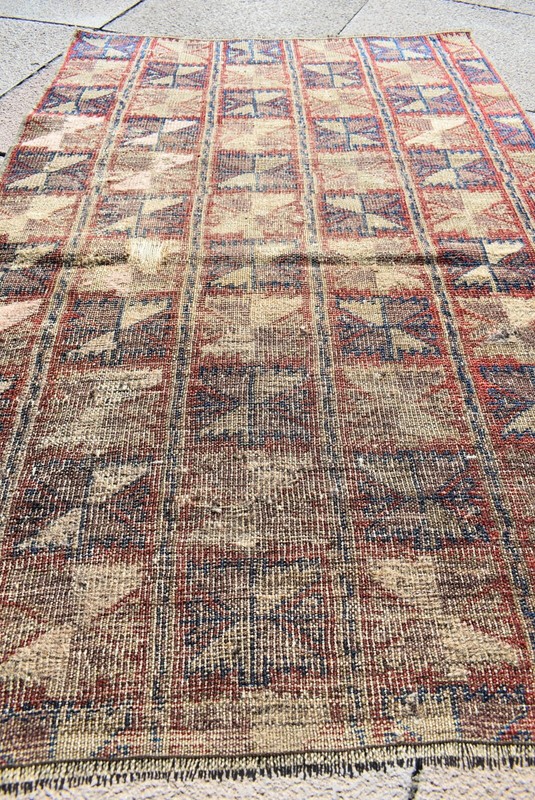 Fabulous Antique Camel Wool Tribal Collector's Piece Distressed Low Pile Rug gallery