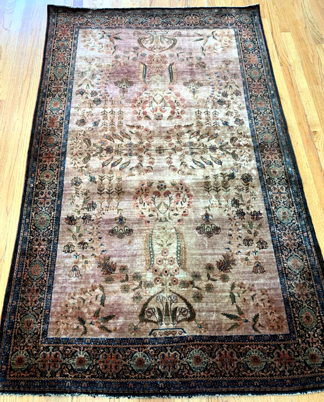 ANTIQUE SAROUKK HAND-KNOTTED UNIQUE WOOL ORIENTAL RUG 4' x 6'7" gallery
