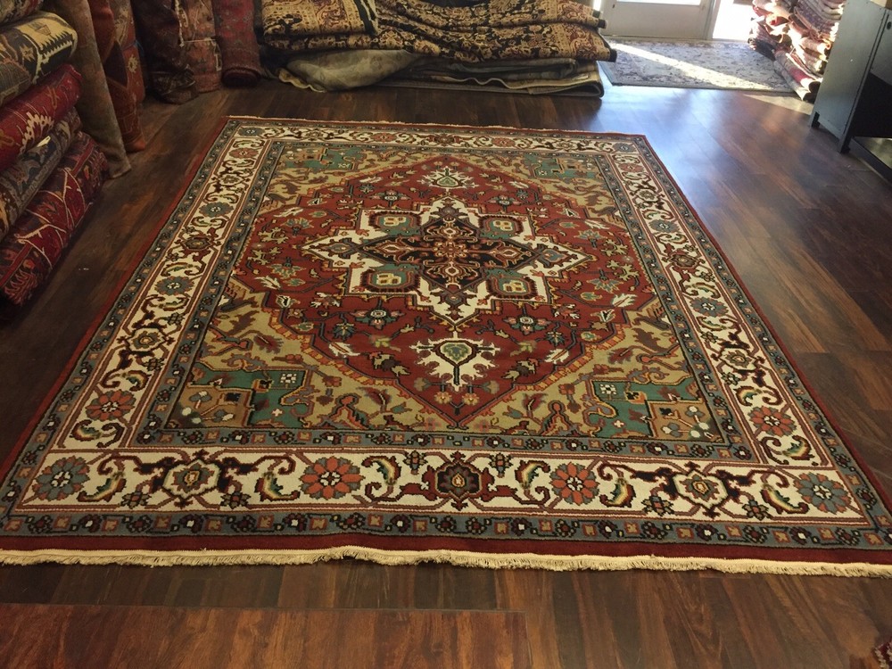Sale Genuine Hand Knotted Indo Oushak Heriz Geometric Area Rug Carpet 8’x10’4,79