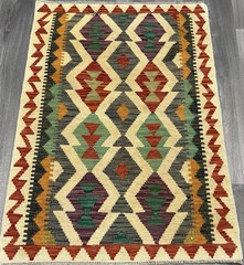 Vintage Kilim Traditional Hand Made Oriental Wool Kilim 3ft11inx2ft7i 129cmx90cm