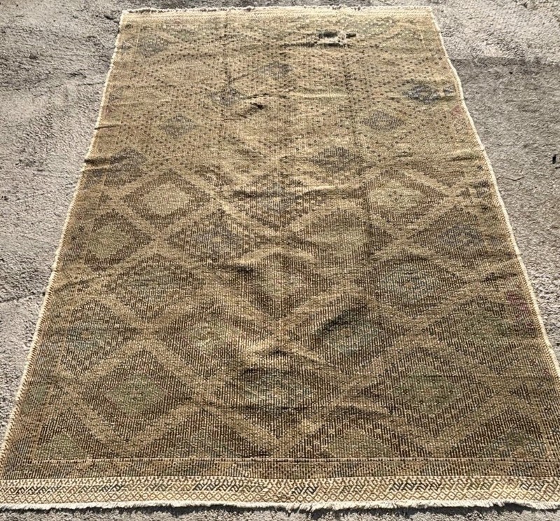 Vintage Beige Cicim Kilim Rug from Afyon, Turkey (268 cm x 186 cm) gallery