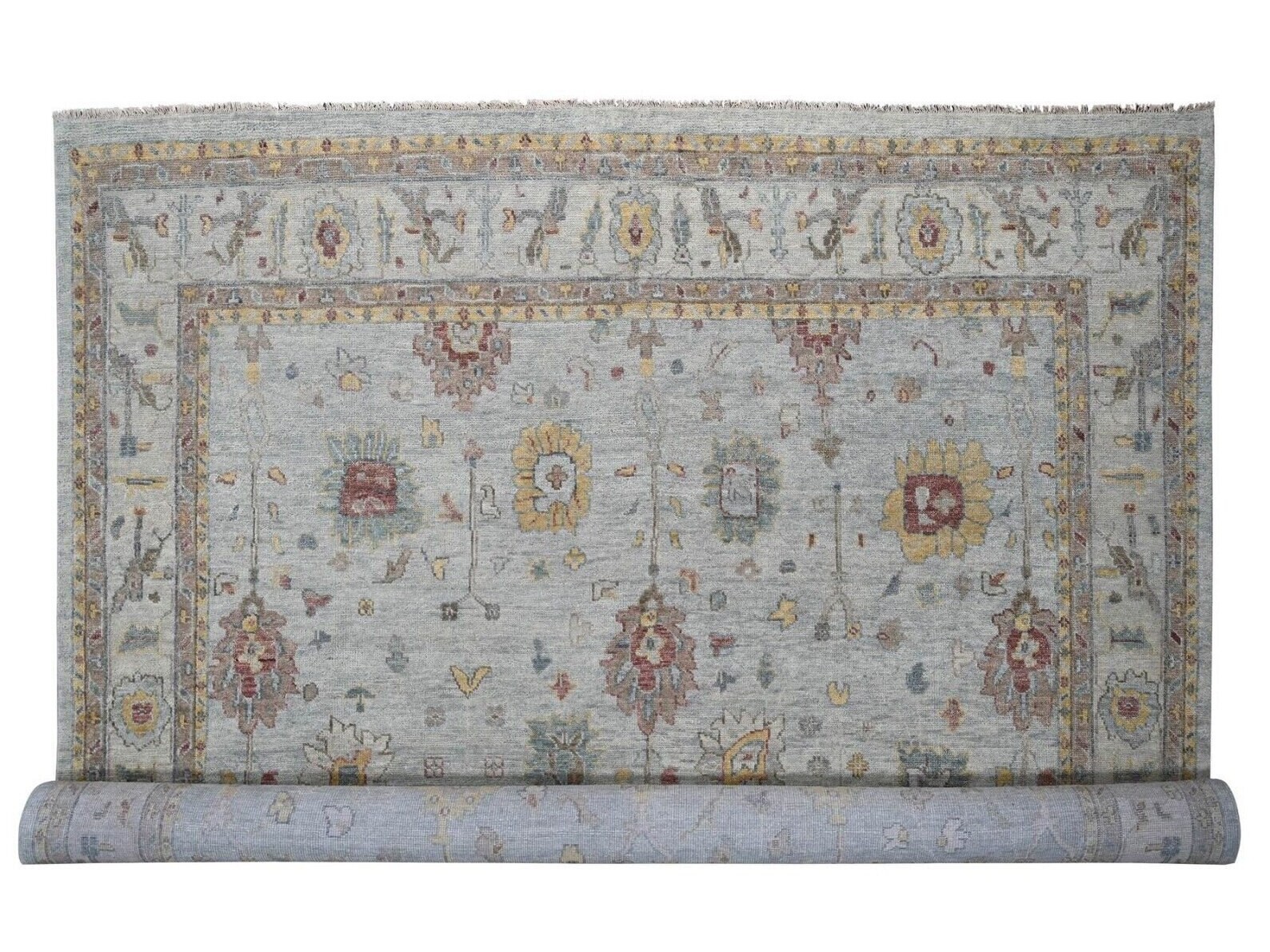 14'x17'9'' Exquisite, Grey, Vegetable Dyes,Hand Knotted,Angora Wool Oushak Rug gallery