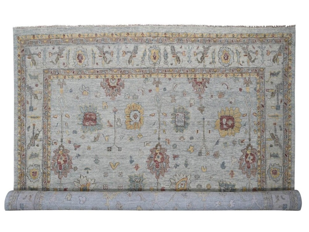 14'x17'9'' Exquisite, Grey, Vegetable Dyes,Hand Knotted,Angora Wool Oushak Rug
