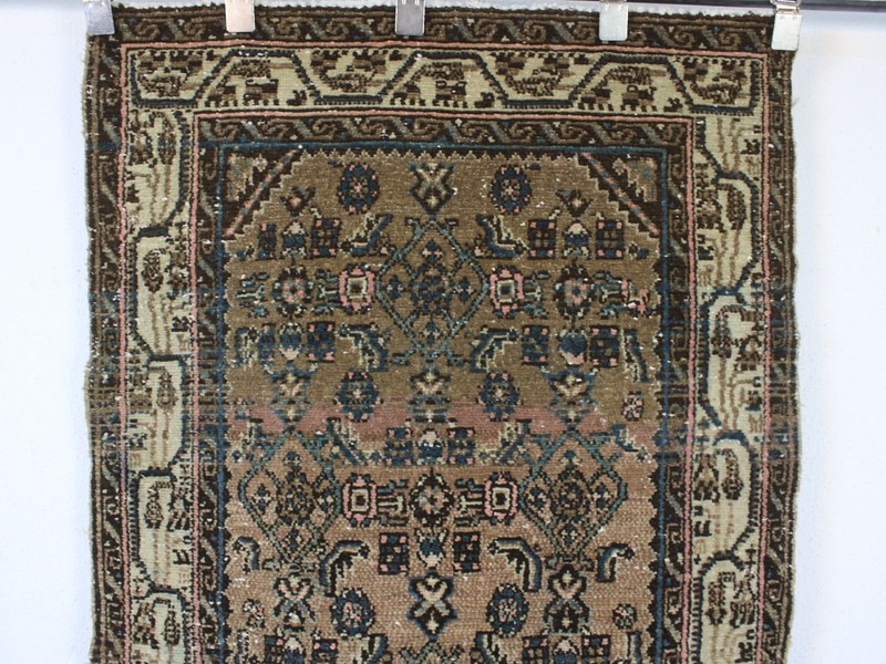 2x10 Red Beige Runner Rug, Handmade Turkish Rug, Vintage Medallion, 2.6x9.7 Ft gallery