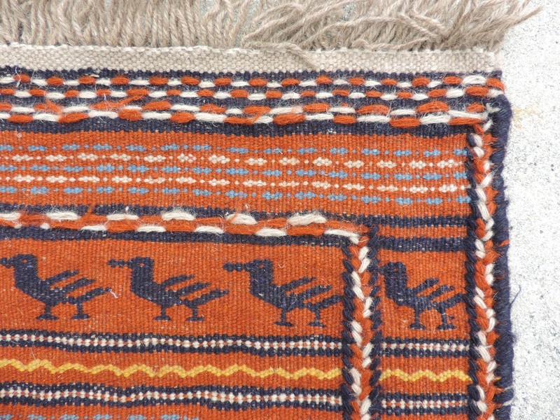 2x7ft. Interesting Kurdish Sumak Flatweave Orange Wool Runner gallery