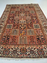 Antique Oriental Hand-Knotted Wool Area Rug Rust/Ivory/Blue/Green 6’10” x 10’4″