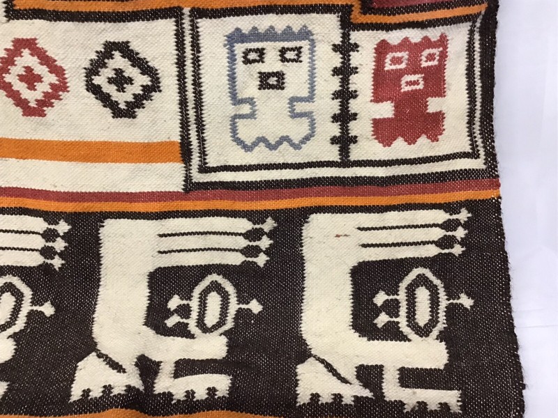 Antique Handwoven Wall Art Rug Tapestry Guatemalan Centeral America Aztec 1930's gallery