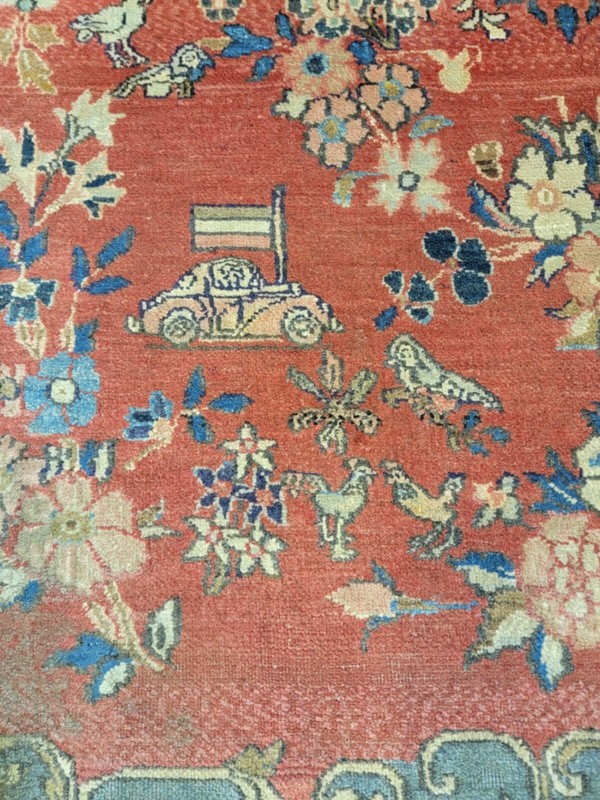 Antique Oriental Hand-Knotted Wool Area Rug Collectible Red/Blue 3'7" x 6'5" gallery