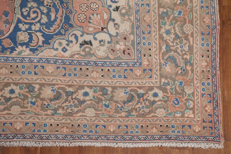 Handmade Wool Traditional Area Rug 8x11 Ft Salmon Wool Carpet Vintage Floral Rug gallery