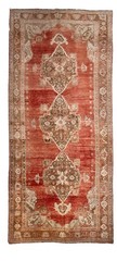 Vintage 1940 Light Brick Oushak Hand Knotted Wool Runner, 4’11 X 13’8 E24951