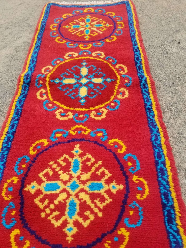 Vintage Hand Made Traditional Oriental Wool Multicolor Carpet Rug 137x52cm