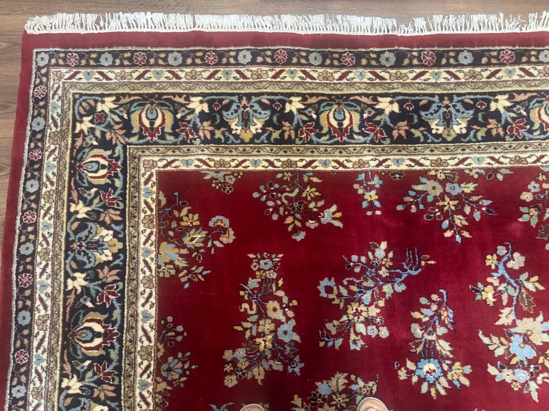Indo Per'sian Sarouk Rug 10x14 Large Red Navy Blue Carpet Traditional Floral gallery