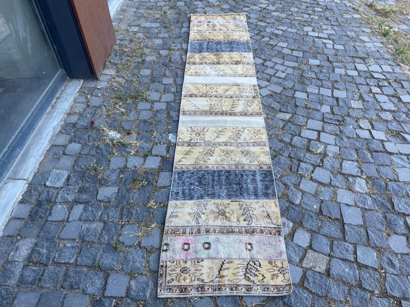 Turkish Vintage Rug Handmade Wool Rug Bohemian Runner Rug Home Rug 2,0 x 10, ft gallery